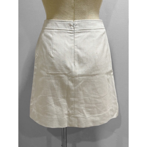 Ann Taylor Petite Cream/Tan Canvas Lined Button Detail A-line Skirt Size 2P - Picture 6 of 7